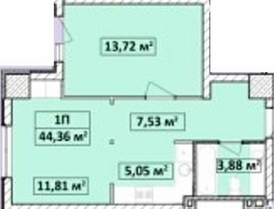 1-комнатная 44.36 м² в ЖК Capital Tower от 27 000 грн/м², Чернигов