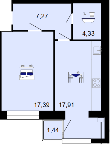 1-кімнатна 48.34 м² в ЖК Сімейний комфорт від 18 000 грн/м², Вінниця
