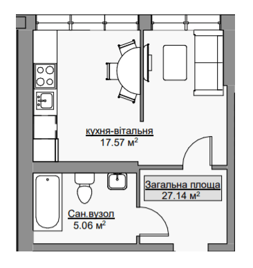 1-комнатная 27.14 м² в ЖК Лайм от 13 800 грн/м², с. Агрономичное