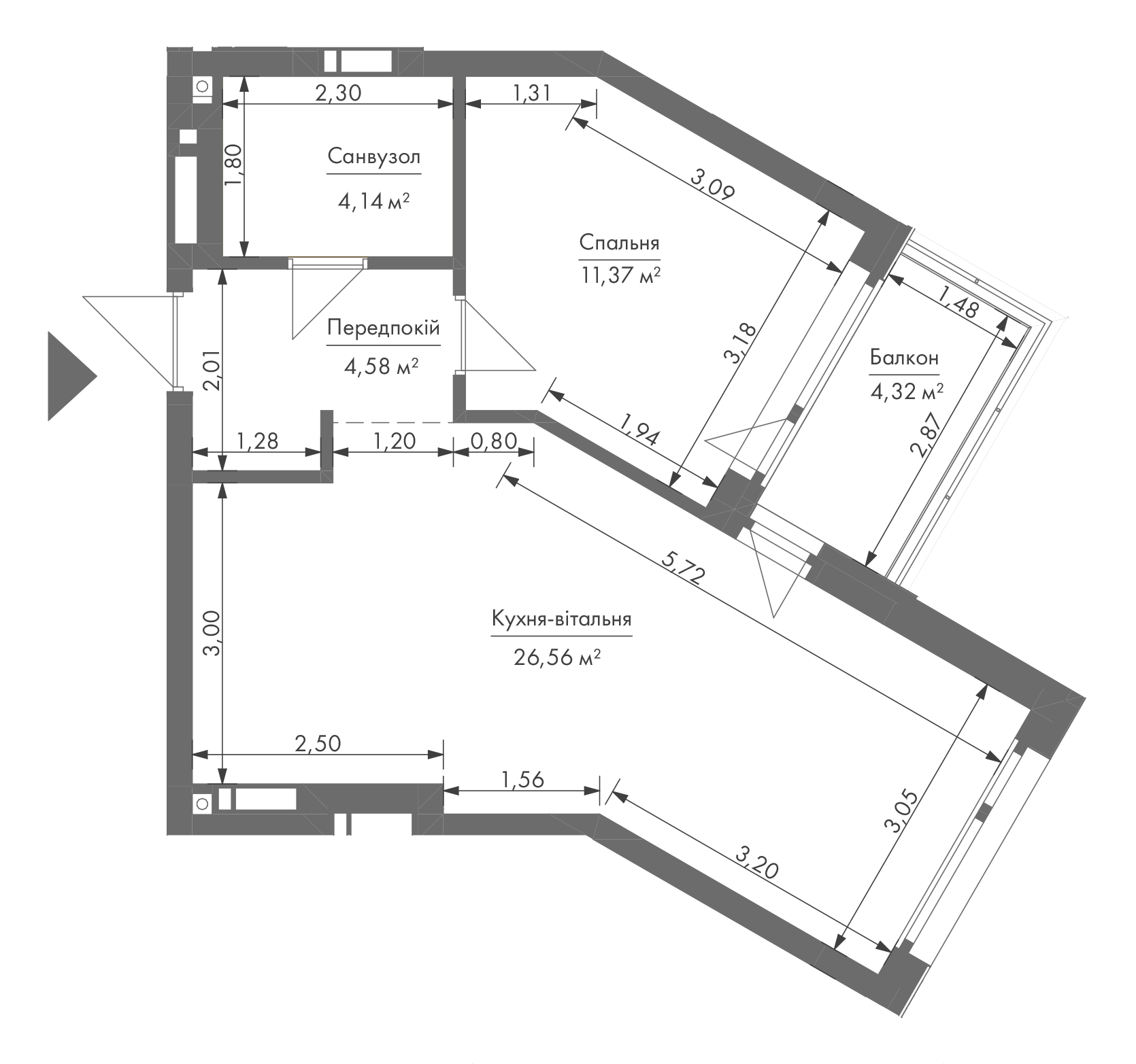 1-комнатная 47.9 м² в ЖК Gravity Park от 34 371 грн/м², Киев