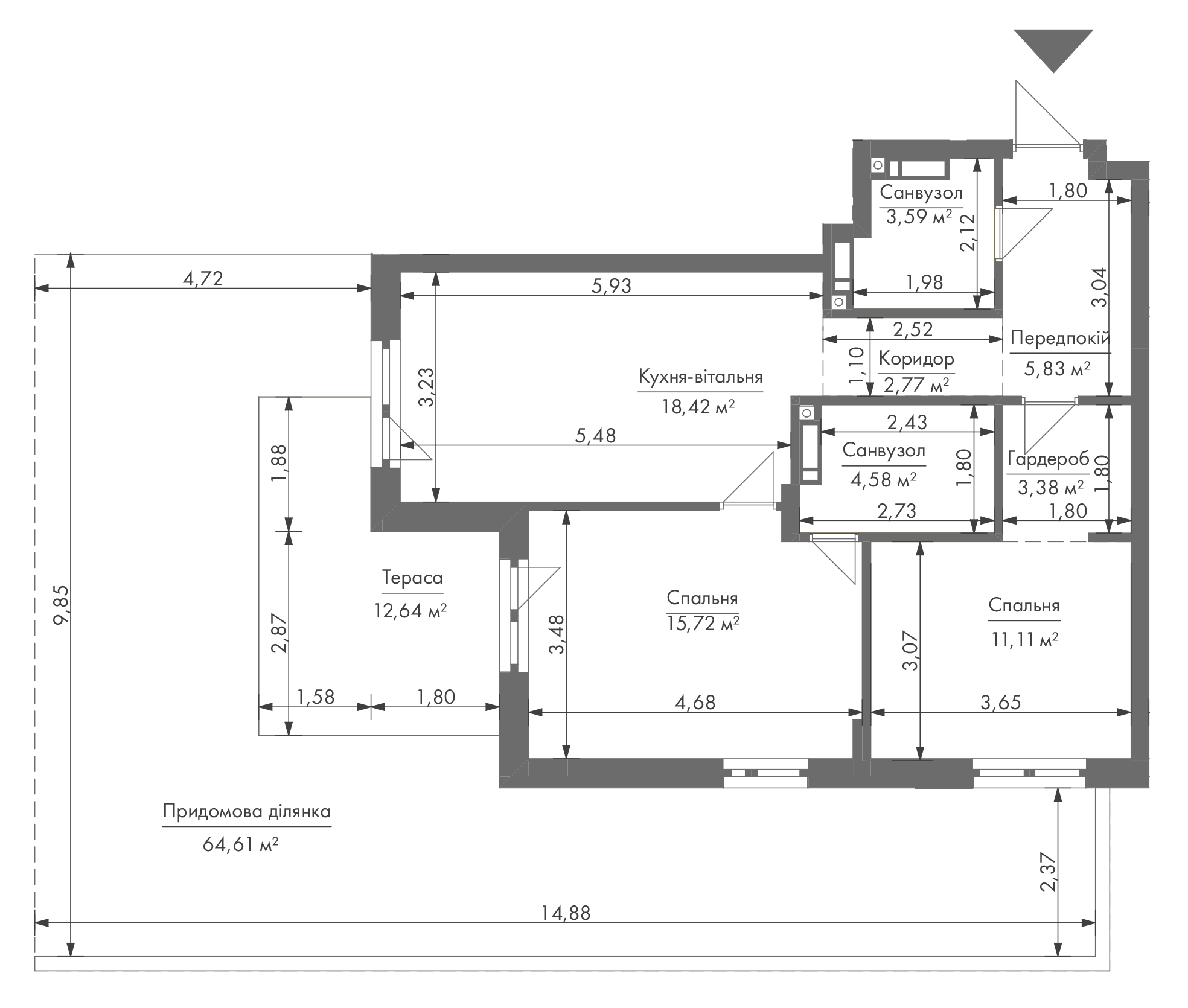 2-комнатная 69.7 м² в ЖК Gravity Park от 32 395 грн/м², Киев