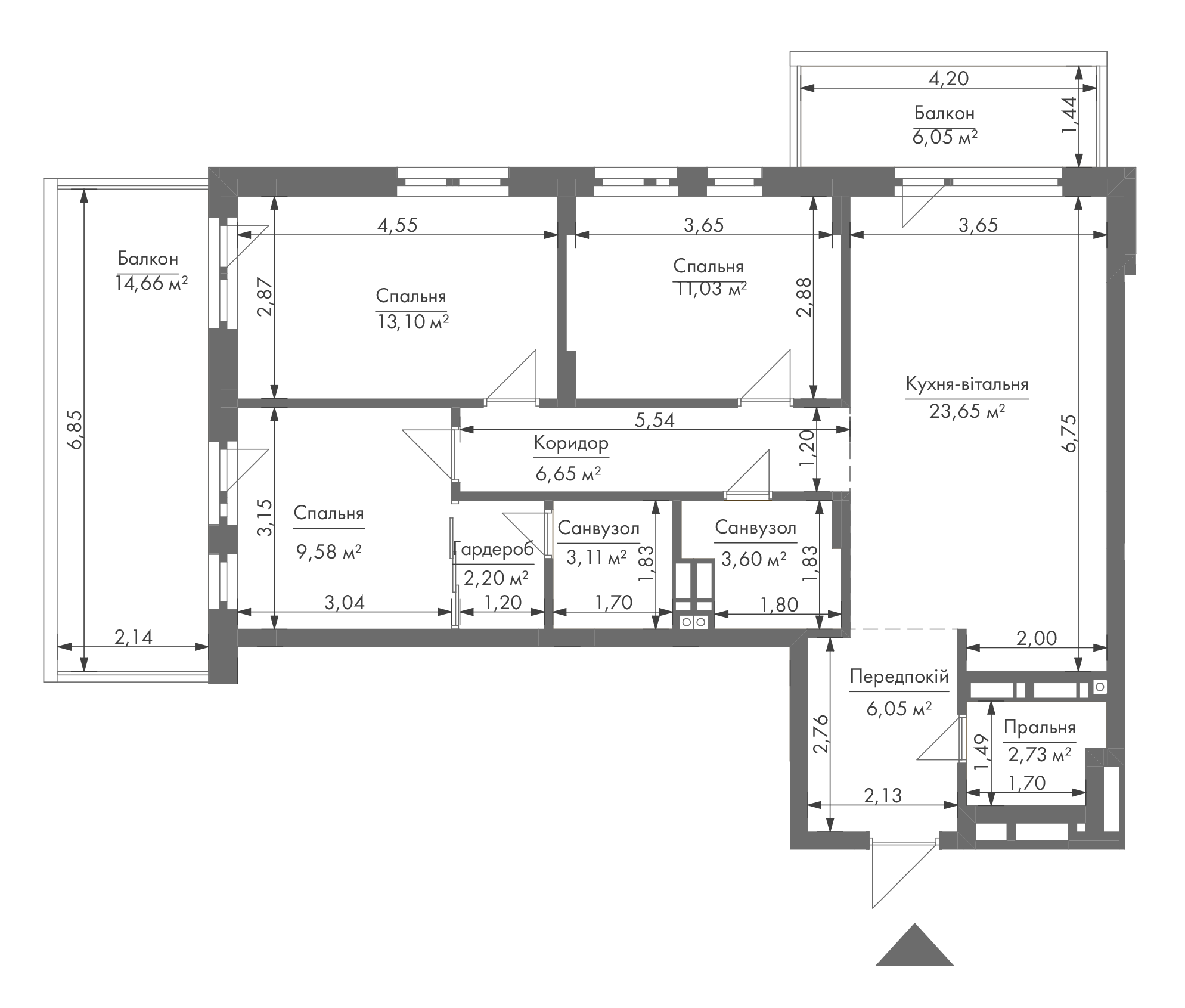 3-комнатная 87.9 м² в ЖК Gravity Park от 32 062 грн/м², Киев