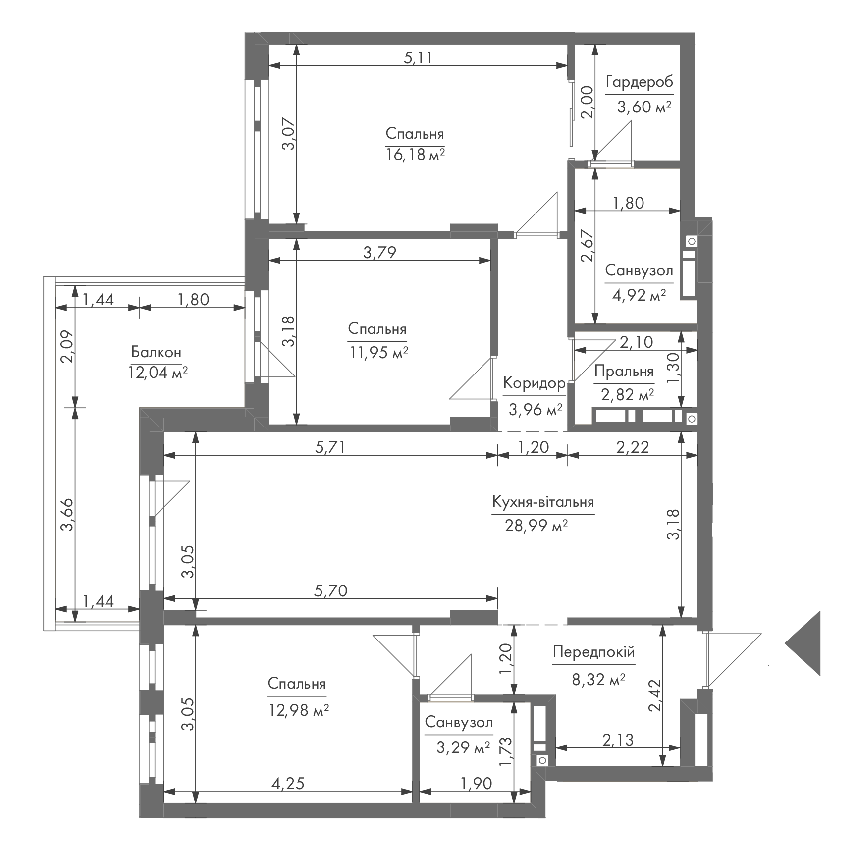 3-комнатная 105.6 м² в ЖК Gravity Park от 33 858 грн/м², Киев