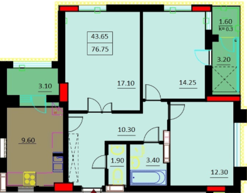 3-кімнатна 76.75 м² в ЖК Шевченко від 19 000 грн/м², м. Біла Церква