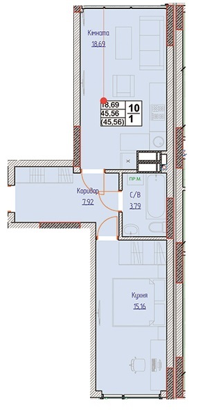 1-кімнатна 45.56 м² в ЖК NEXT від 25 000 грн/м², смт Чабани