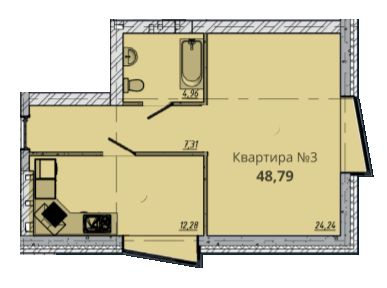 1-комнатная 48.79 м² в ЖК Европейский квартал от 16 000 грн/м², Житомир