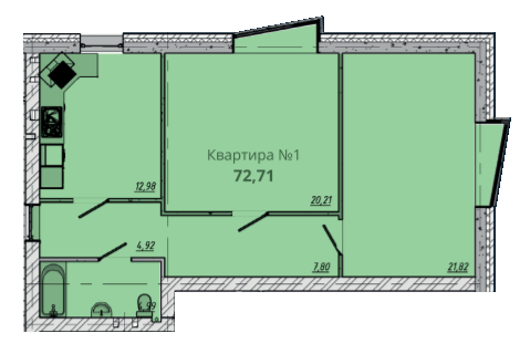 2-кімнатна 72.71 м² в ЖК Європейський квартал від 16 000 грн/м², Житомир