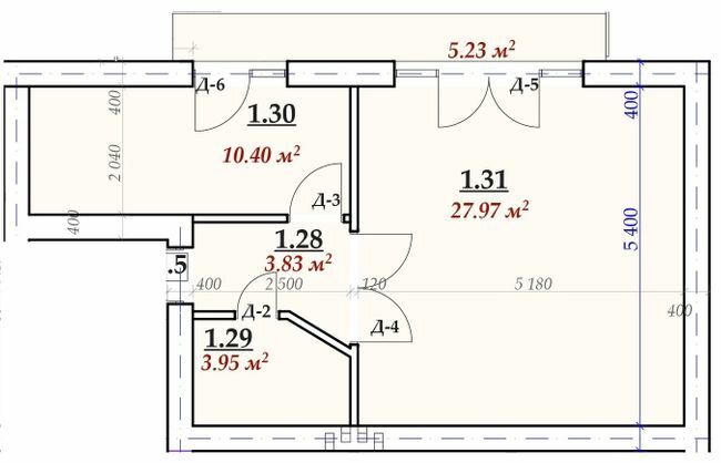 1-комнатная 49.3 м² в ЖК Сучасний от 21 100 грн/м², г. Мукачево