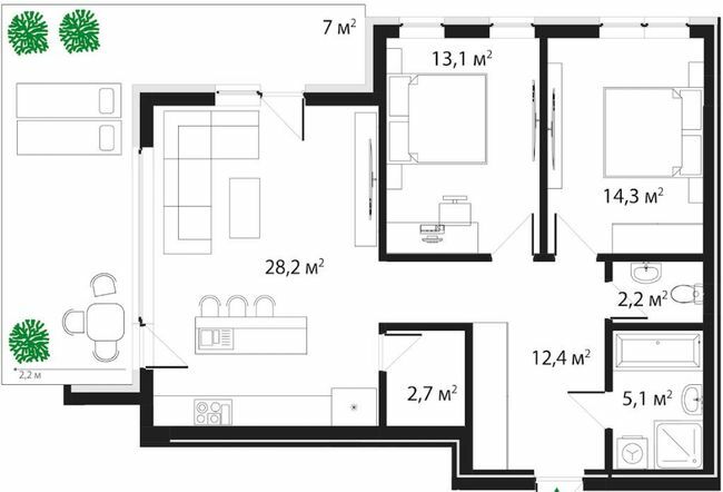 2-комнатная 85 м² в ЖК Grand Hills от 29 200 грн/м², Ужгород