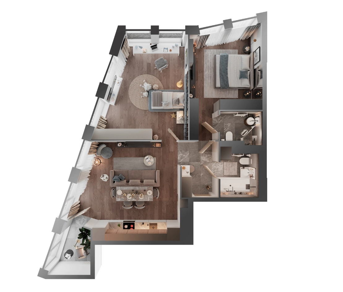 2-комнатная 68.3 м² в ЖК Метрополис от 25 599 грн/м², Киев