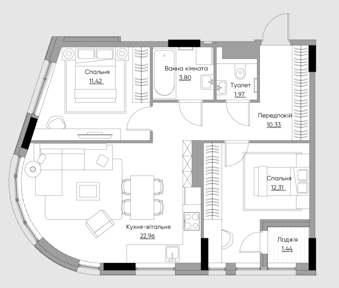 2-кімнатна 73.01 м² в ЖК Lucky Land від 24 032 грн/м², Київ