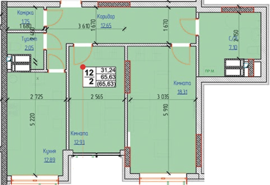 2-кімнатна 65.63 м² в ЖК NEXT від 25 000 грн/м², смт Чабани