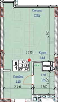 1-кімнатна 31.78 м² в ЖК NEXT від 25 000 грн/м², смт Чабани