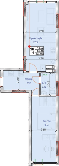 1-кімнатна 52.46 м² в ЖК NEXT від 25 000 грн/м², смт Чабани