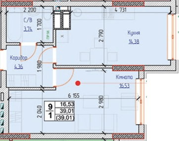 1-кімнатна 39.01 м² в ЖК NEXT від 25 000 грн/м², смт Чабани