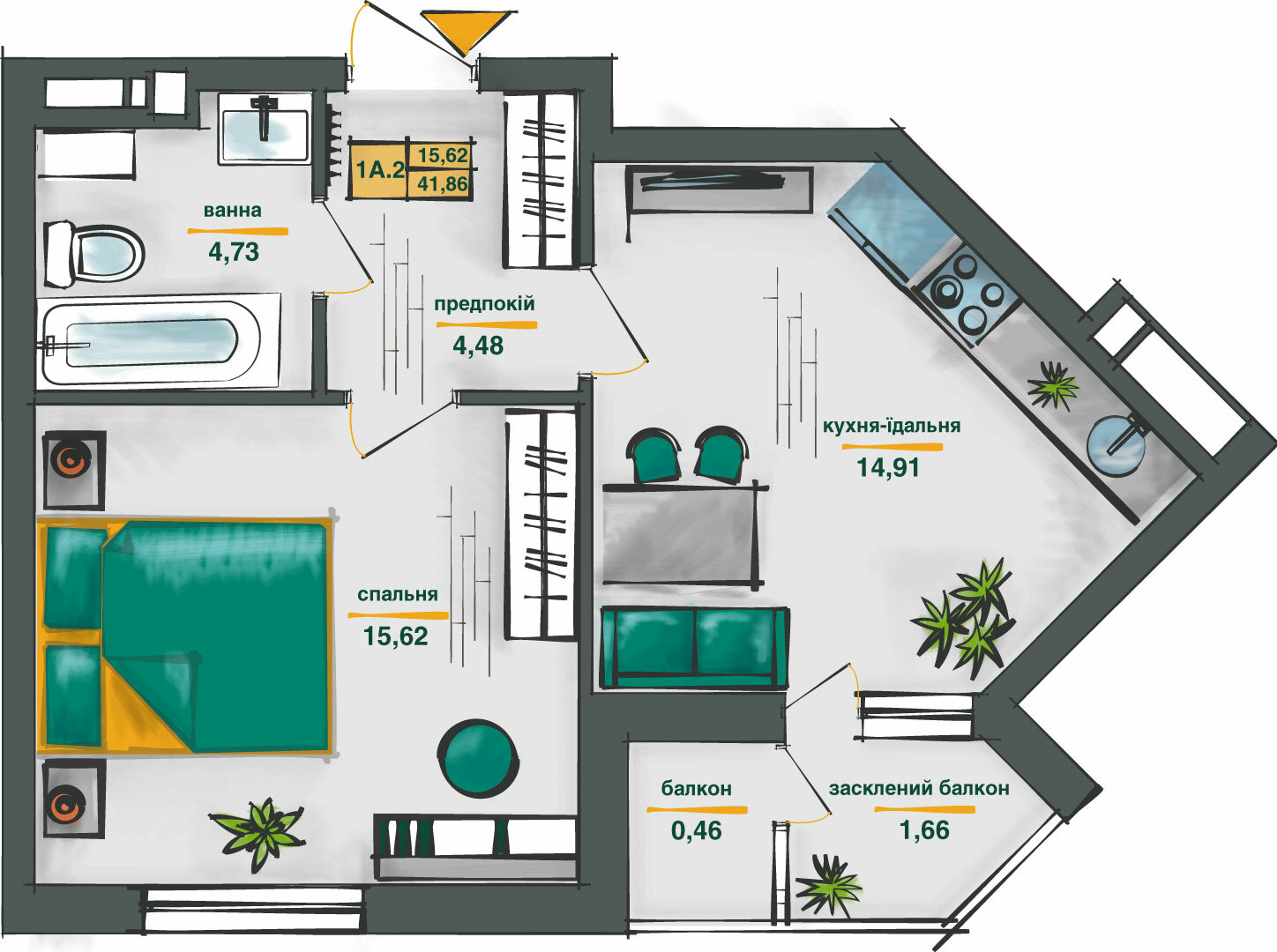 1-комнатная 41.86 м² в ЖК Сырецкие сады от 41 819 грн/м², Киев