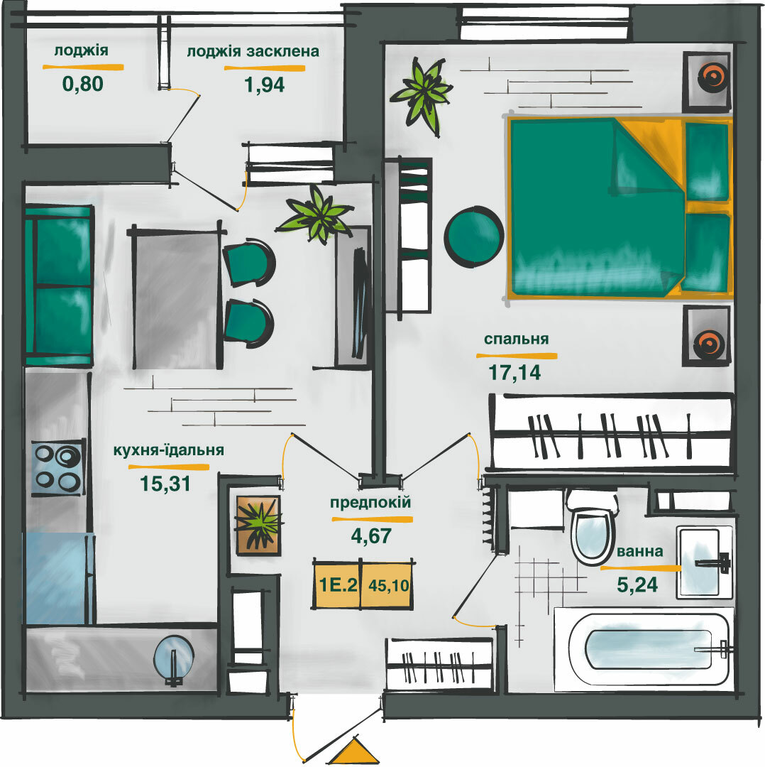 1-комнатная 45.1 м² в ЖК Сырецкие сады от 42 596 грн/м², Киев