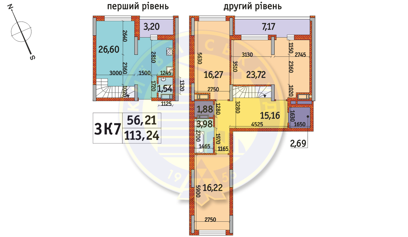 Двухуровневая 113.24 м² в ЖК Отрада от 25 058 грн/м², Киев
