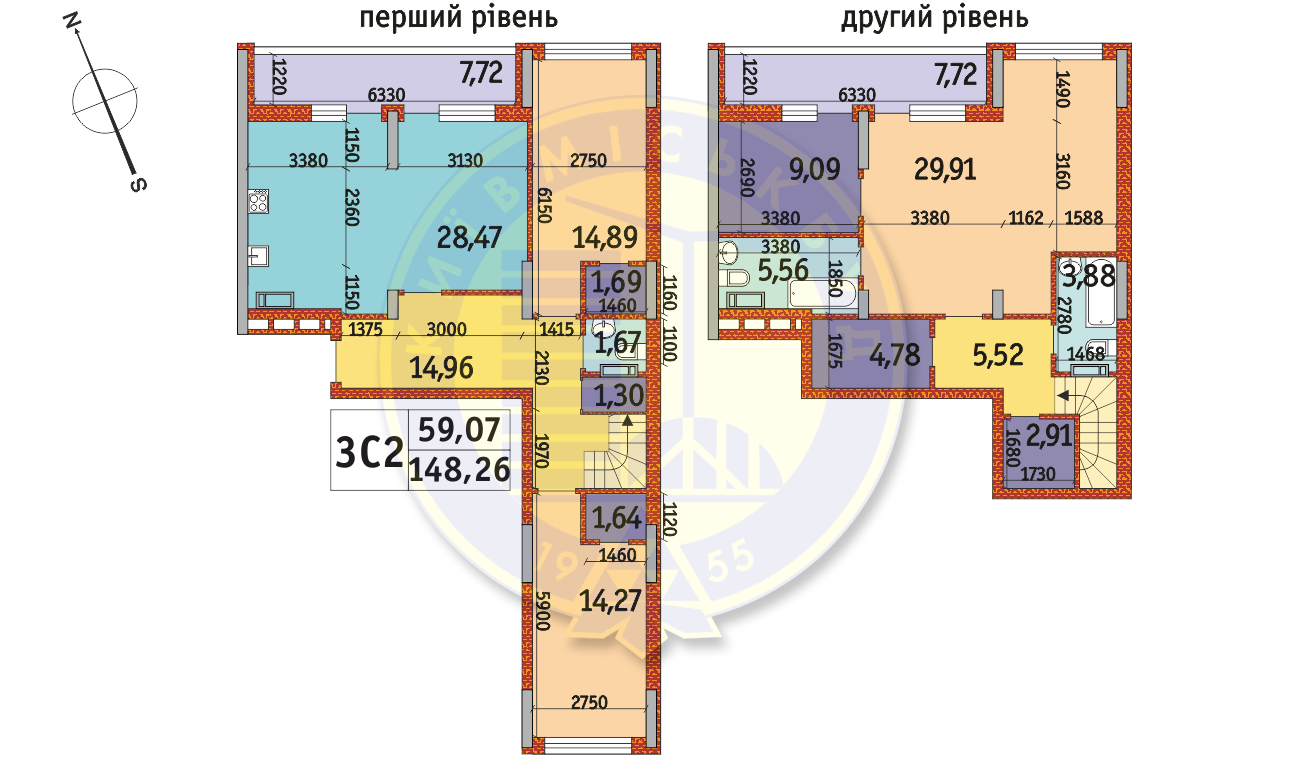 Дворівнева 148.26 м² в ЖК Отрада від 25 059 грн/м², Київ