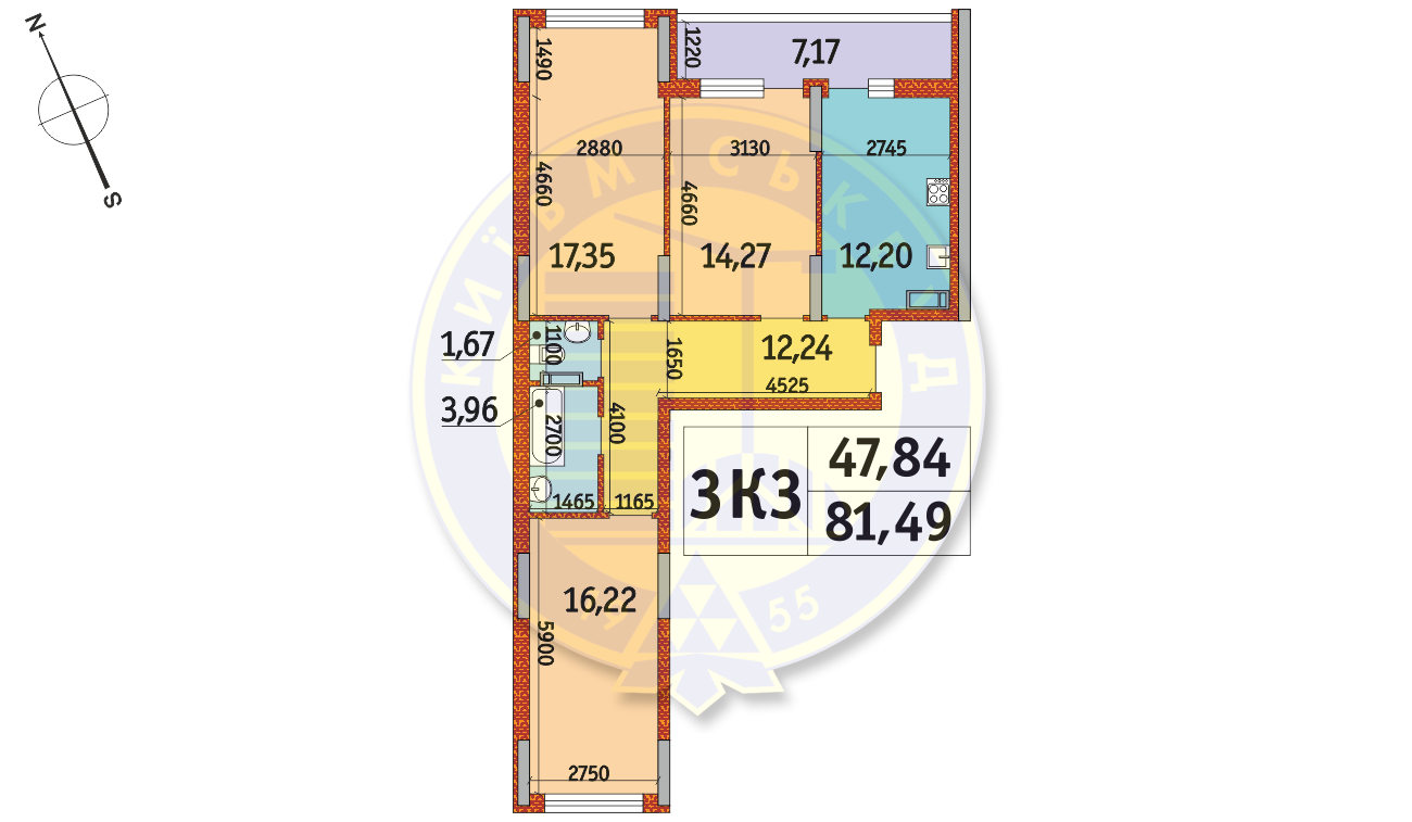 3-кімнатна 81.49 м² в ЖК Отрада від 25 317 грн/м², Київ