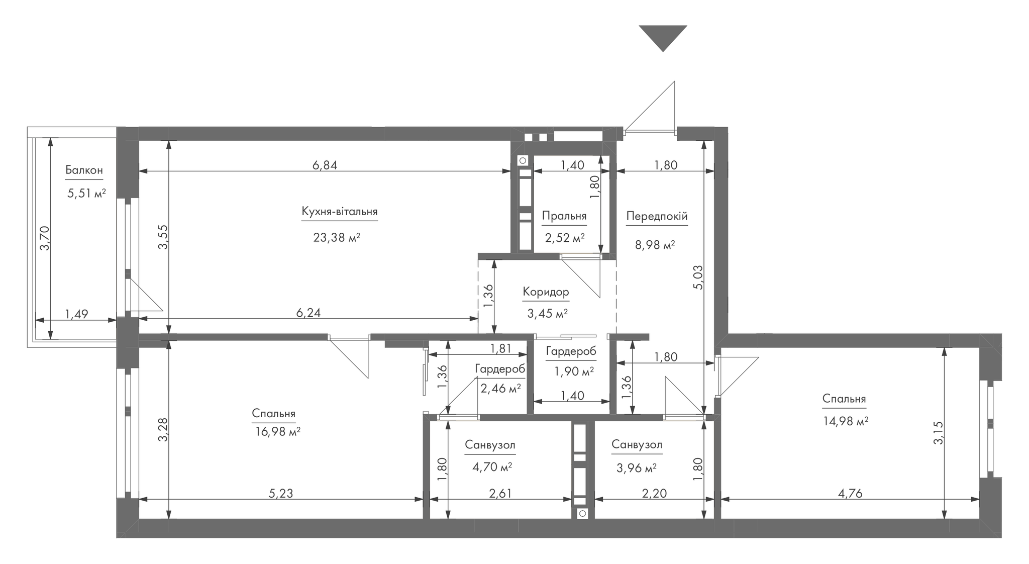 2-кімнатна 91.2 м² в ЖК Gravity Park від 34 191 грн/м², Київ