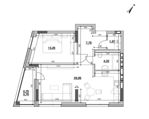 1-кімнатна 59.98 м² в ЖК Шенген від 25 184 грн/м², Львів