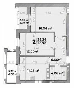 2-комнатная 56.7 м² в ЖК Standard LUX от 32 500 грн/м², Полтава