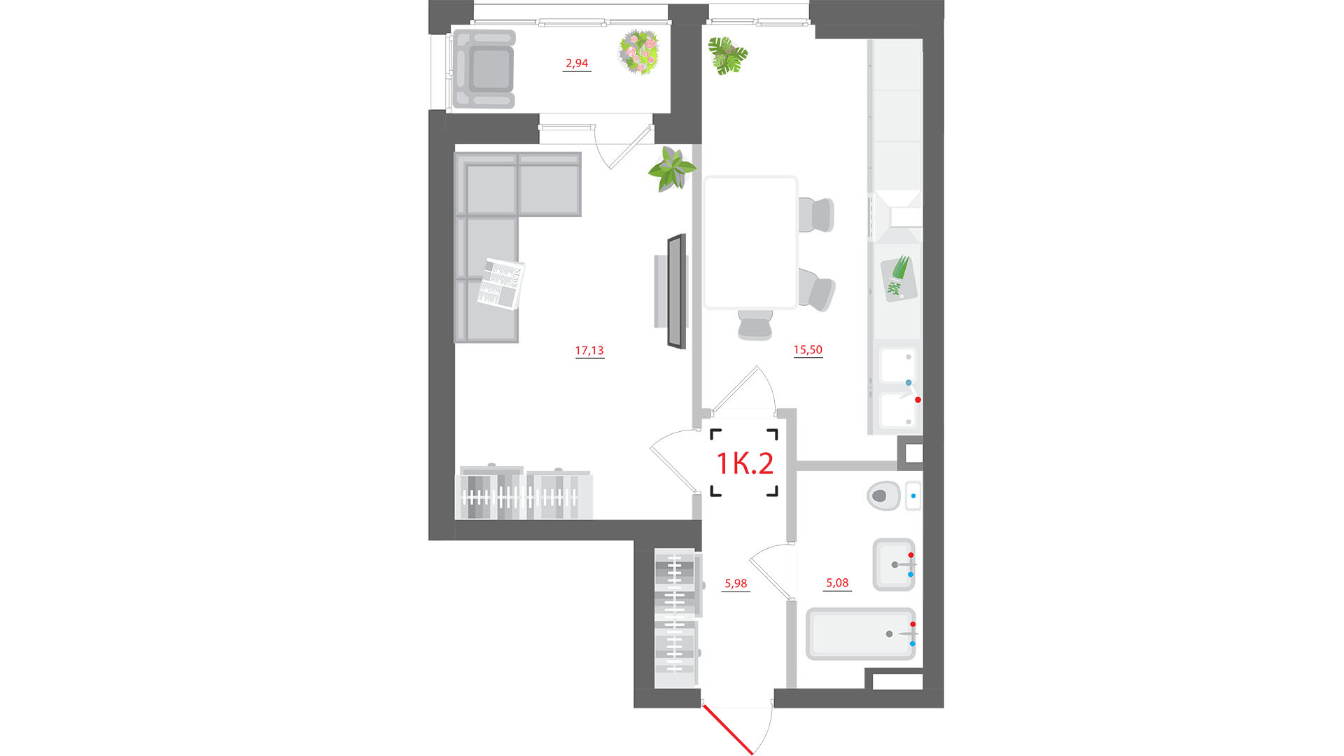 1-комнатная 46.63 м² в ЖК CITY HUB от 62 639 грн/м², Киев