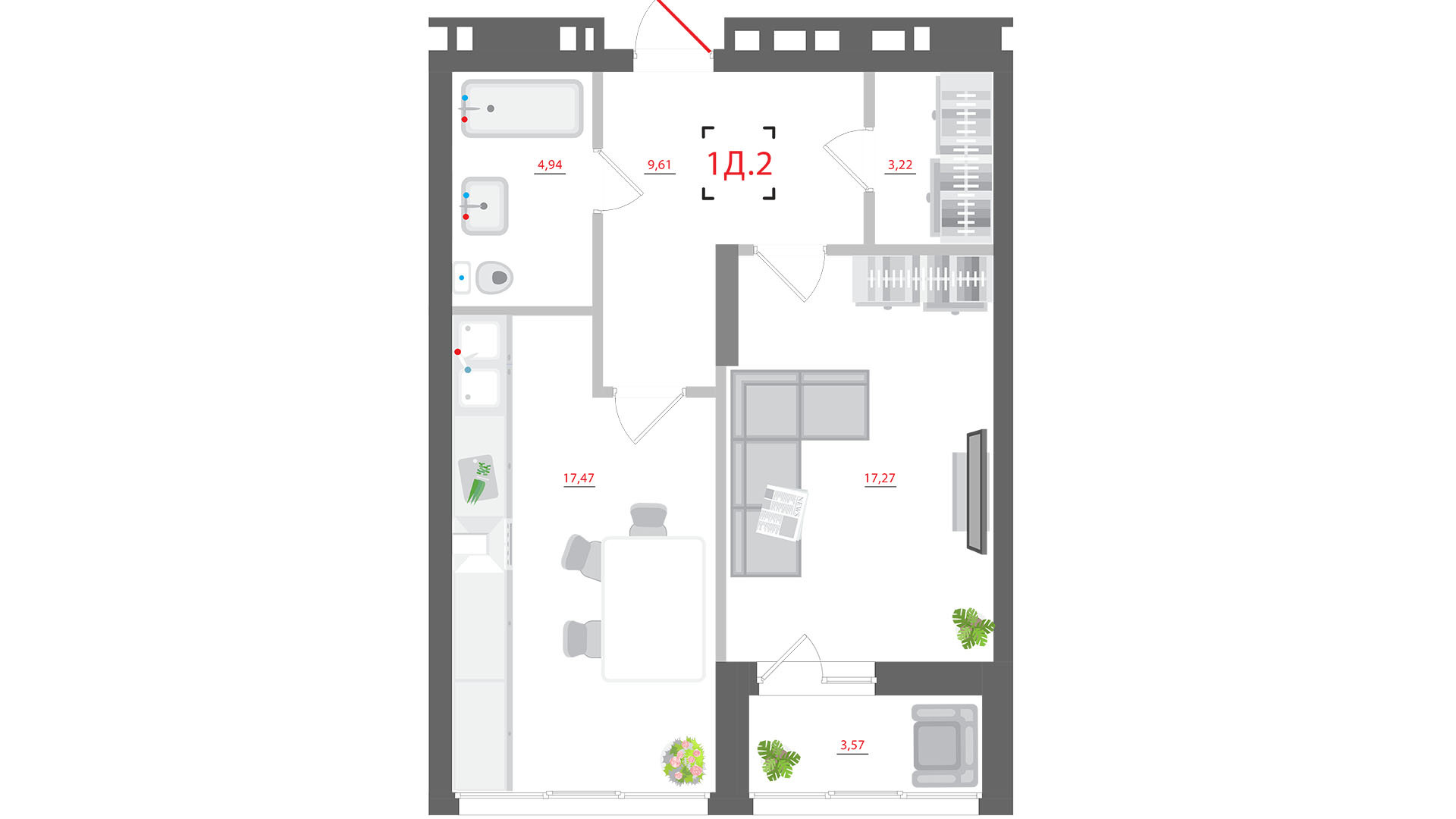 1-кімнатна 56.08 м² в ЖК CITY HUB від 55 521 грн/м², Київ