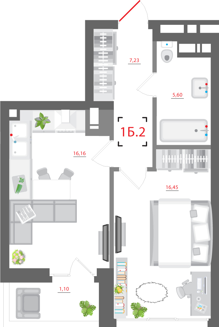 1-комнатная 46.54 м² в ЖК CITY HUB от 56 838 грн/м², Киев