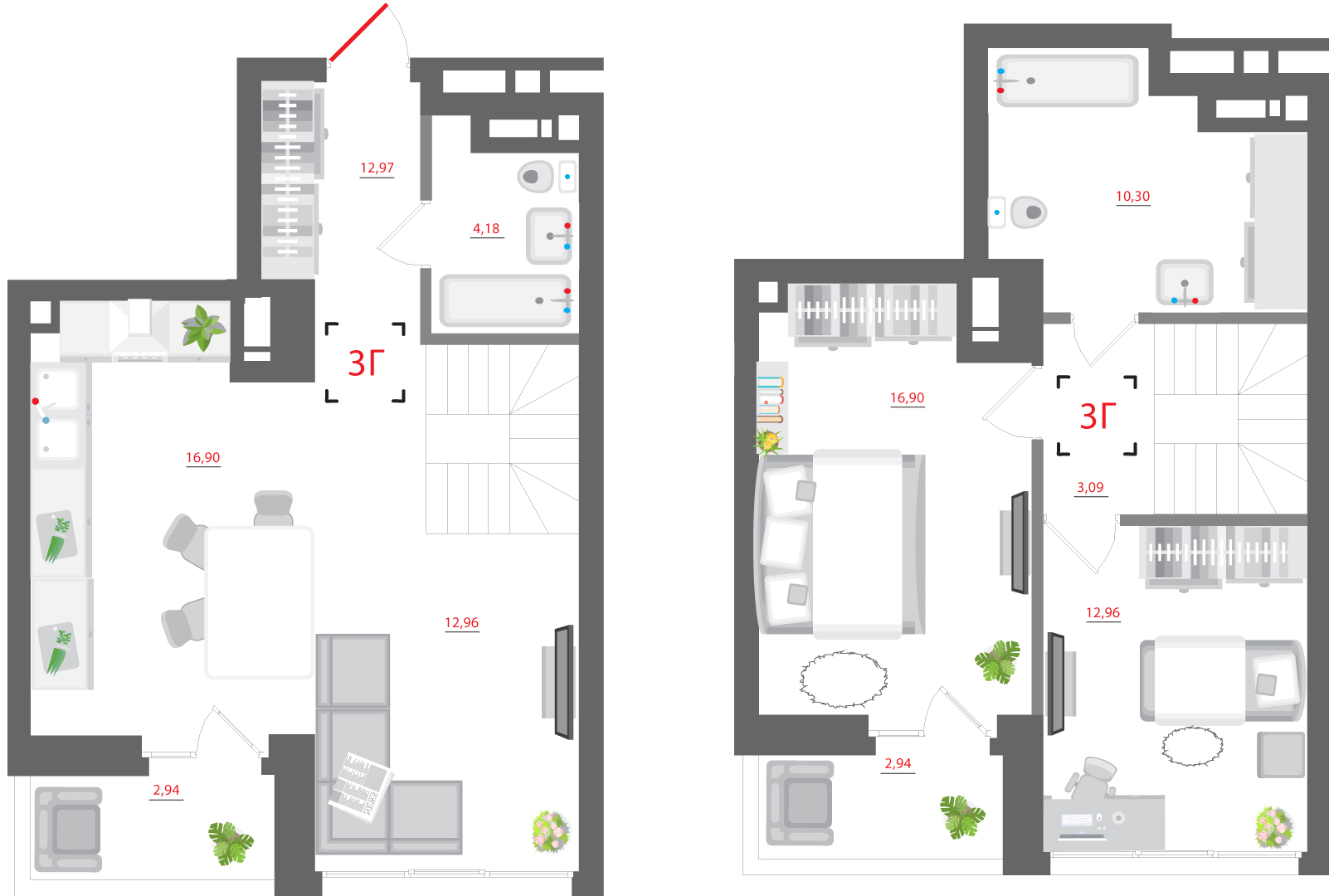 Двухуровневая 96.14 м² в ЖК CITY HUB от застройщика, Киев