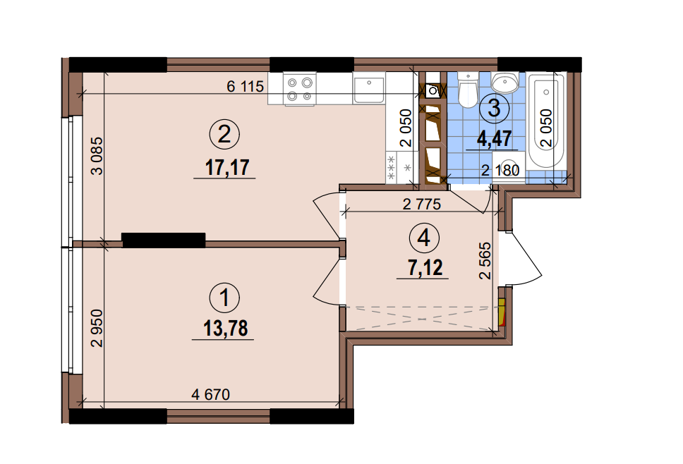 1-комнатная 42.54 м² в ЖК Варшавский-2 от 36 400 грн/м², Киев