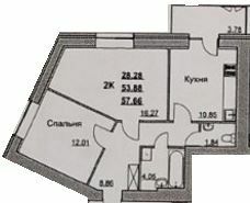 2-кімнатна 57.66 м² в ЖК на вул. Інтернаціоналістів, 35/1-35/5 від 16 900 грн/м², Суми
