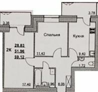 2-кімнатна 59.12 м² в ЖК на вул. Інтернаціоналістів, 35/1-35/5 від 16 900 грн/м², Суми