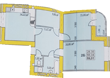 2-комнатная 69.01 м² в ЖК на ул. Успенско-Троицкая, 72/8 от 11 750 грн/м², г. Конотоп