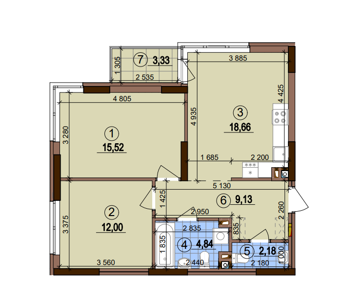 2-кімнатна 63.33 м² в ЖК Варшавський-2 від 29 600 грн/м², Київ