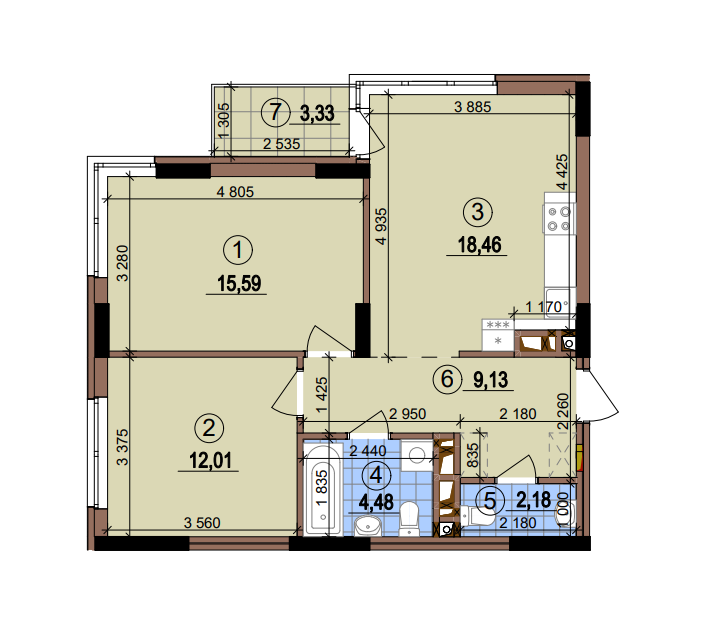 2-кімнатна 62.85 м² в ЖК Варшавський-2 від 29 600 грн/м², Київ