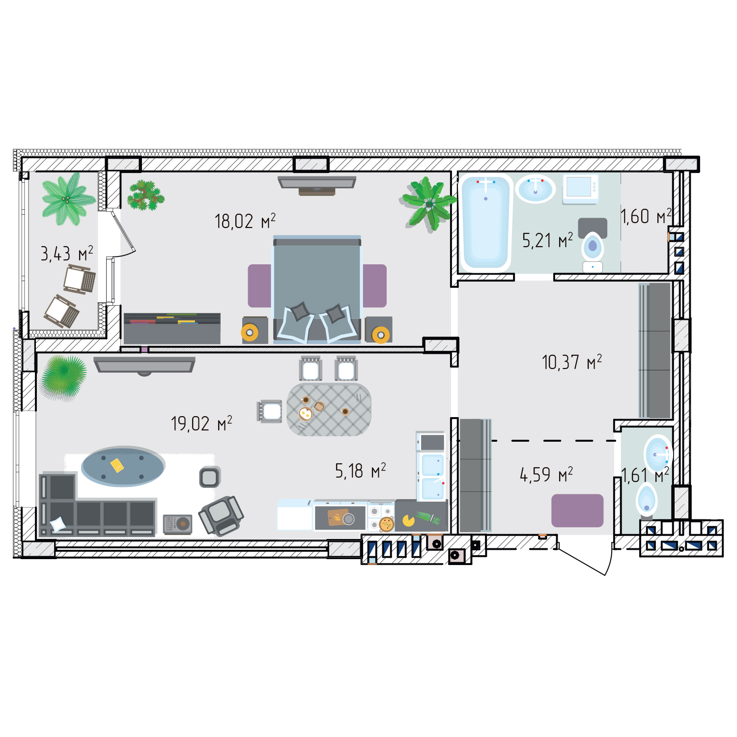 2-комнатная 63.09 м² в ЖК Лавандовый от 27 198 грн/м², г. Бровары