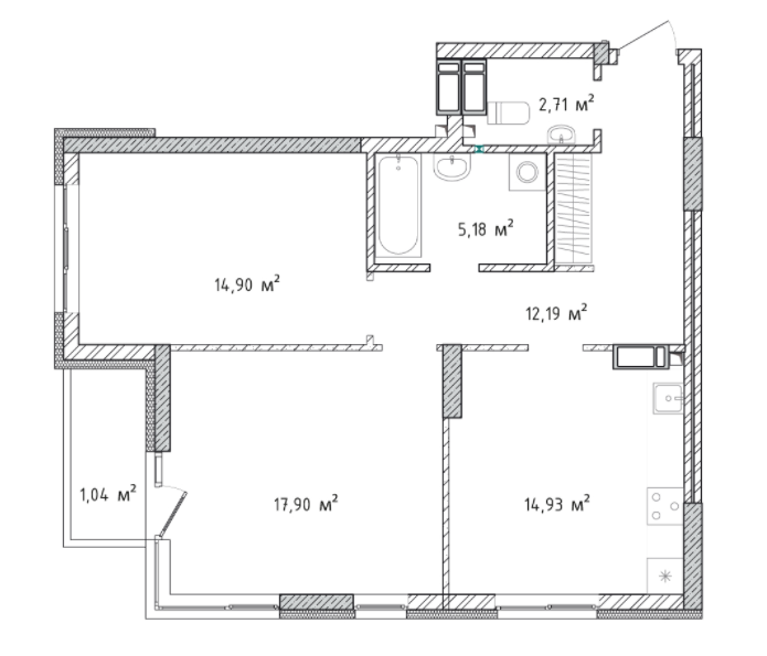 2-кімнатна 68.85 м² в ЖК Krona Park II від 22 844 грн/м², м. Бровари