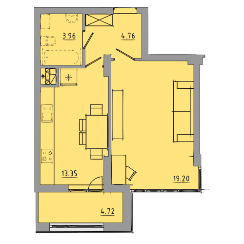 1-кімнатна 46 м² в ЖК Централ Хол від 26 000 грн/м², Тернопіль