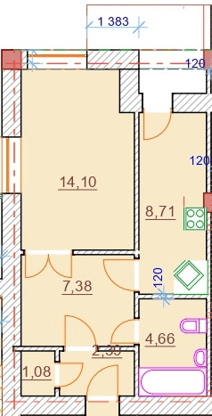 1-комнатная 38.32 м² в ЖК Парк Стоун от 17 050 грн/м², Херсон