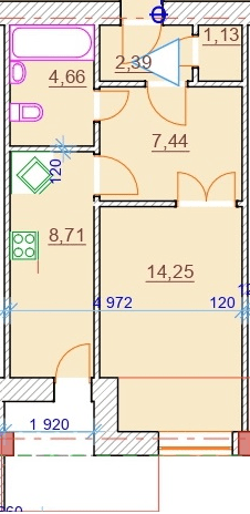 1-комнатная 38.53 м² в ЖК Парк Стоун от 17 050 грн/м², Херсон