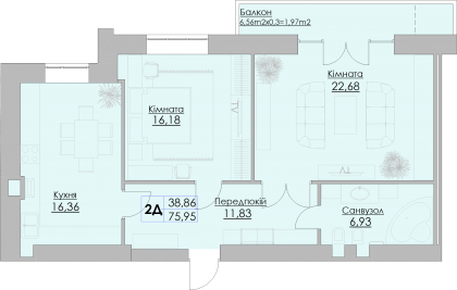 2-кімнатна 75.95 м² в ЖК Греків Ліс від 18 150 грн/м², м. Умань