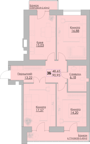 3-комнатная 90.95 м² в ЖК Греків Ліс от 18 150 грн/м², г. Умань