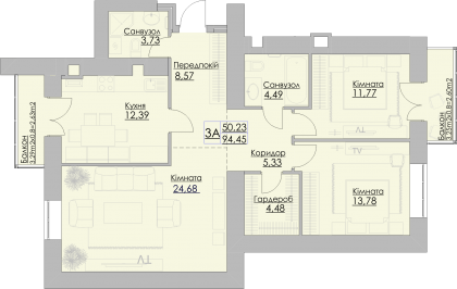 3-комнатная 94.45 м² в ЖК Греків Ліс от 19 600 грн/м², г. Умань