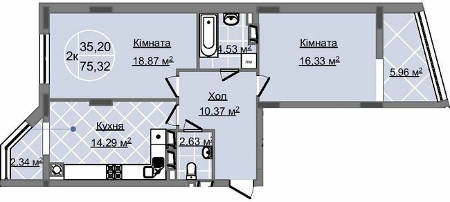 2-комнатная 75.32 м² в ЖК Imperial Park Avenue от застройщика, Черновцы