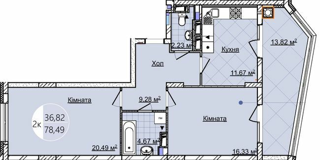 2-кімнатна 78.49 м² в ЖК Imperial Park Avenue від забудовника, Чернівці