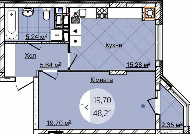 1-кімнатна 48.21 м² в ЖК Imperial Park Avenue від забудовника, Чернівці