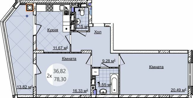 2-кімнатна 78.3 м² в ЖК Imperial Park Avenue від забудовника, Чернівці