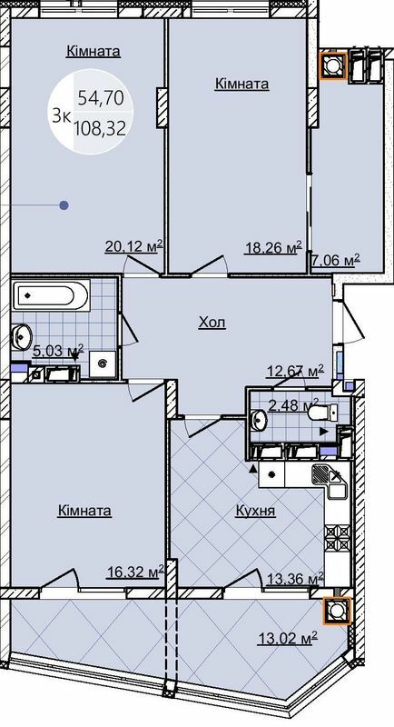 3-кімнатна 108.32 м² в ЖК Imperial Park Avenue від забудовника, Чернівці